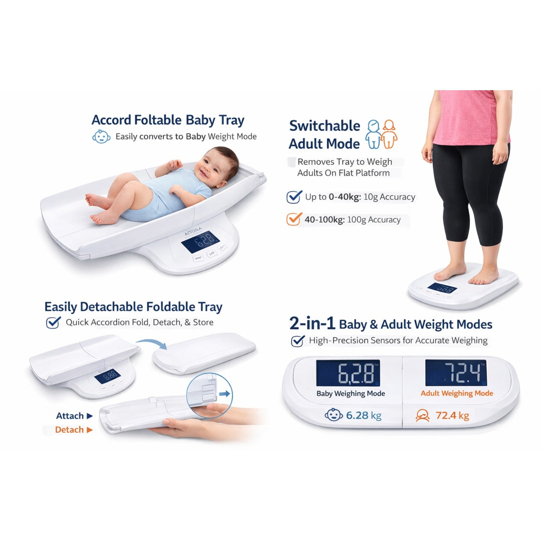2-in-1 Digital Baby & Adult Weighing Scale
