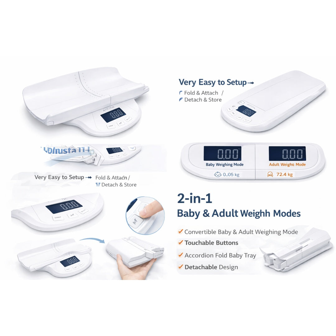 2-in-1 Digital Baby & Adult Weighing Scale